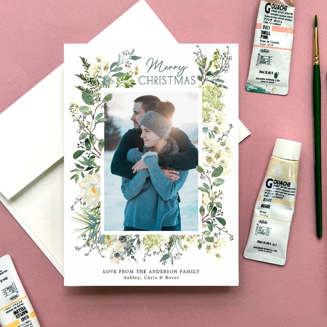 Cartes Pour Fêtes Annuelles Aquarelle botanique de Noël (Créateur téléchargé)