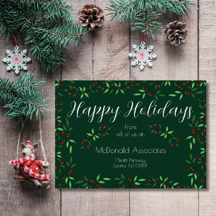 Cartes Pour Fêtes Annuelles Aquarelle Botanique Entreprise Fêtes de Noël