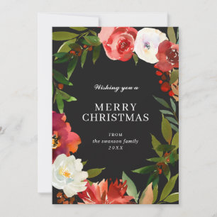 Cartes Pour Fêtes Annuelles Aquarelle botanique florale Noël élégant