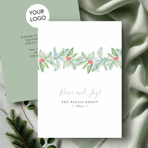 Cartes Pour Fêtes Annuelles Aquarelle Botanique Noël avec Houx et Baies