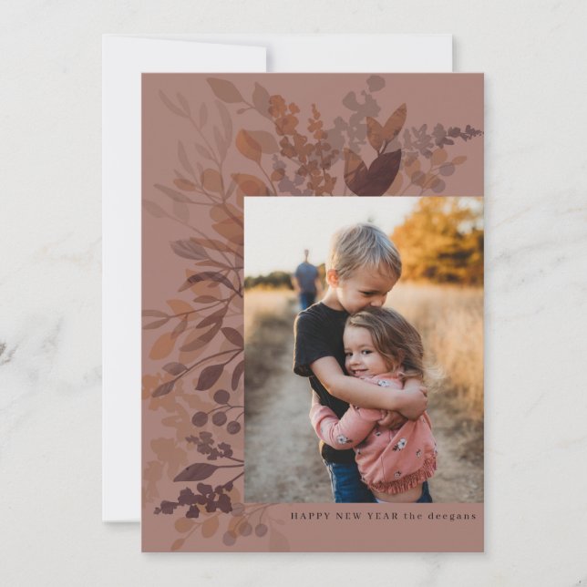 Cartes Pour Fêtes Annuelles Aquarelle Botanique Plat New Year Card Violet (Devant)