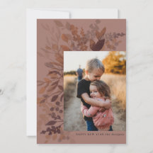 Aquarelle Botanique Plat New Year Card Violet