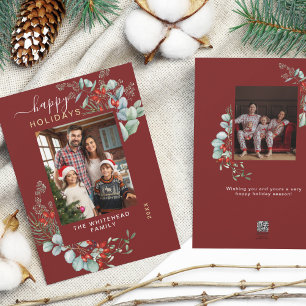 Cartes Pour Fêtes Annuelles Aquarelle Botanique Verdure Photo Bourgogne