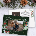 Cartes Pour Fêtes Annuelles Aquarelle botanique Verdure Photo Forêt verte<br><div class="desc">Vous adorerez ces belles cartes de Noël ! Elles sont décorées d'aquarelles botaniques avec des guillemots,  des branches de pins,  des baies et de l'haleine des bébés.</div>
