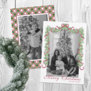 Cartes Pour Fêtes Annuelles Aquarelle Bourgogne Garland de Noël Photo