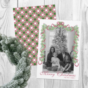 Cartes Pour Fêtes Annuelles Aquarelle Bourgogne Garland de Noël Photo