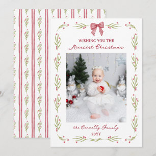 Cartes Pour Fêtes Annuelles Aquarelle Branches de Baies Arc Noël le Plus Joyeu