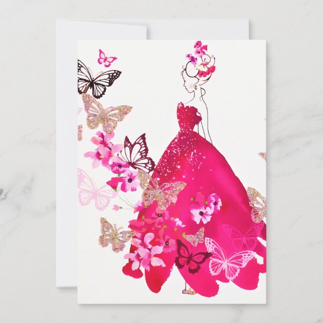 Cartes Pour Fêtes Annuelles Aquarelle Bride Floral Butterfly Gold Parties scin (Devant)