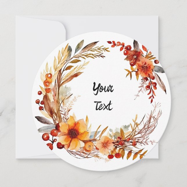 Cartes Pour Fêtes Annuelles Aquarelle cadre d'action de grâce (Devant)