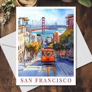 Cartes Pour Fêtes Annuelles Aquarelle California San Francisco Golden Gate