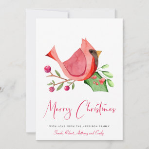 Cartes Pour Fêtes Annuelles Aquarelle cardinale rouge photo Joyeux Noël