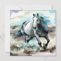 Aquarelle Cheval de Trait Galopant