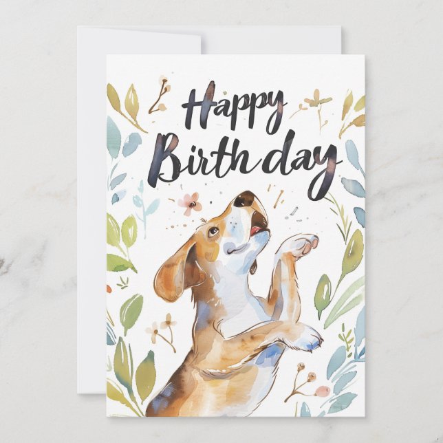 Cartes Pour Fêtes Annuelles Aquarelle chien Beagle Anniversaire (Devant)