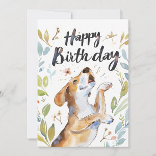 Cartes Pour Fêtes Annuelles Aquarelle chien Beagle Anniversaire
