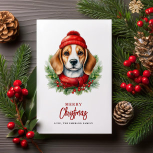 Cartes Pour Fêtes Annuelles Aquarelle Chien Beagle de Noël