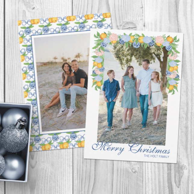 Cartes Pour Fêtes Annuelles Aquarelle Chinoiserie Mandarins Garland Photo (Créateur téléchargé)