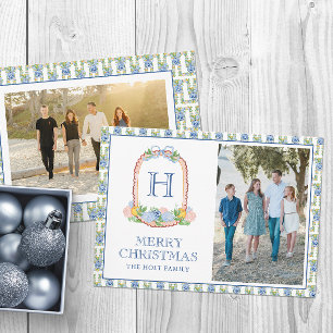 Cartes Pour Fêtes Annuelles Aquarelle Chinoiserie Mandarins Monogram Crest