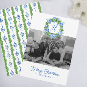 Cartes Pour Fêtes Annuelles Aquarelle Chinoiserie Ornements Couronne Noël