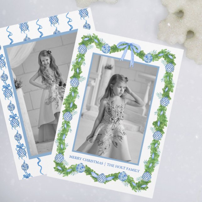 Cartes Pour Fêtes Annuelles Aquarelle Chinoiserie Ornements Garland Noël (Créateur téléchargé)