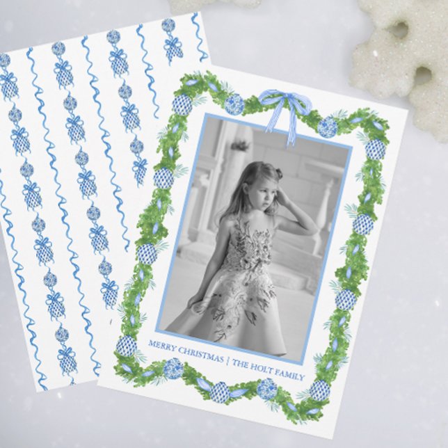Cartes Pour Fêtes Annuelles Aquarelle Chinoiserie Ornements Garland Noël (Créateur téléchargé)