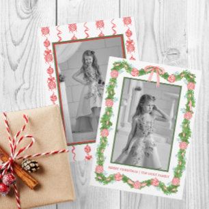 Cartes Pour Fêtes Annuelles Aquarelle Chinoiserie Ornements Garland Noël