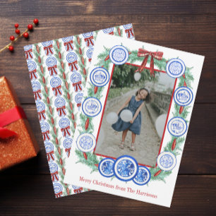 Cartes Pour Fêtes Annuelles Aquarelle Chinoiserie Plaques Garland Noël