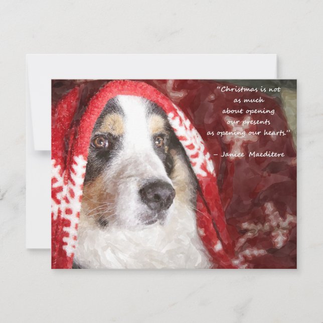 Cartes Pour Fêtes Annuelles Aquarelle chiot de Noël avec couverture (Devant)