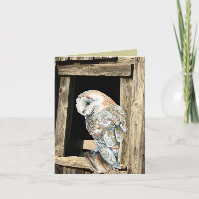 Cartes Pour Fêtes Annuelles Aquarelle Chouette Oiseau Nature Faune Art (Devant)