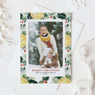 Cartes Pour Fêtes Annuelles Aquarelle Citron et verdure Photo Noël