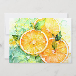 Cartes Pour Fêtes Annuelles Aquarelle Citron Orange Citron Vert Botanique Cuis