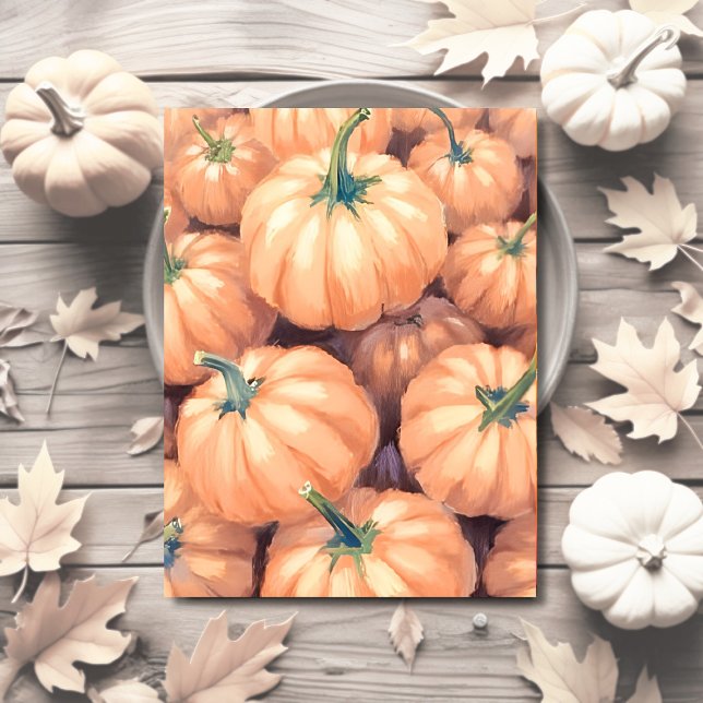 Cartes Pour Fêtes Annuelles Aquarelle Citrouilles Thanksgiving Halloween (Créateur téléchargé)