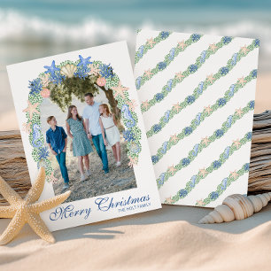 Cartes Pour Fêtes Annuelles Aquarelle Coastère de Noël Garland Photo