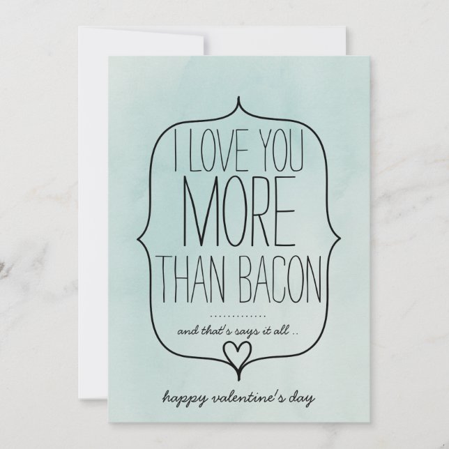 Cartes Pour Fêtes Annuelles Aquarelle Coeur mignon Funny Bacon Valentines Day (Devant)