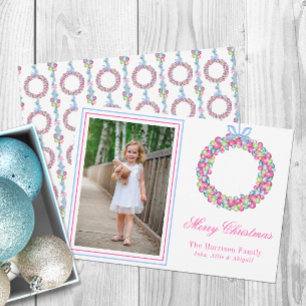 Cartes Pour Fêtes Annuelles Aquarelle colorée Baubles de Noël Wreath Photo