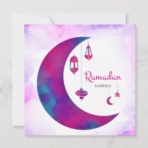 Cartes Pour Fêtes Annuelles Aquarelle colorée Croissant Ramadan Kareem