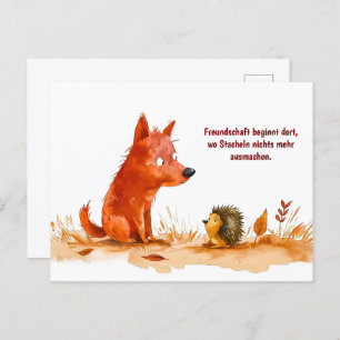 Cartes Pour Fêtes Annuelles Aquarelle Comique Chien et Hérisson Rencontre