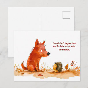 Cartes Pour Fêtes Annuelles Aquarelle Comique Chien et Hérisson Rencontre