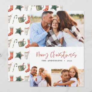 Cartes Pour Fêtes Annuelles Aquarelle cookie de Noël boissons bonbons 3 photo