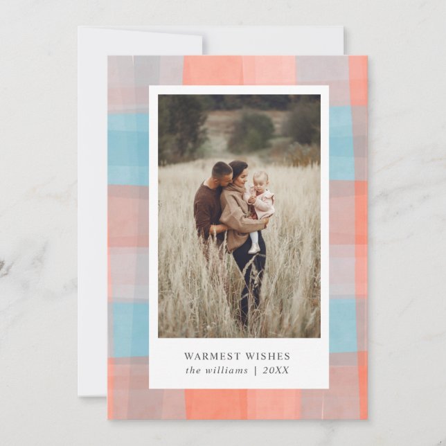 Cartes Pour Fêtes Annuelles Aquarelle | Coral gris clair photo (Devant)