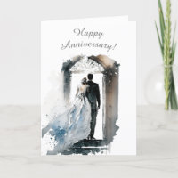 Aquarelle Couple 1ère année Mariage Anniversaire