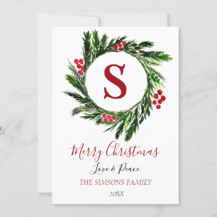 Cartes Pour Fêtes Annuelles Aquarelle Courbe de Noël Végétation d'hiver