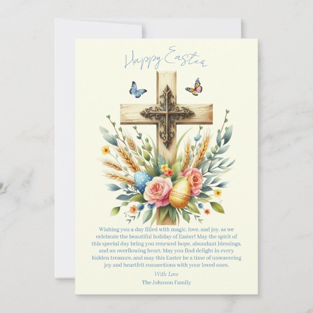 Cartes Pour Fêtes Annuelles Aquarelle Croix de Pâques personnalisée (Devant)