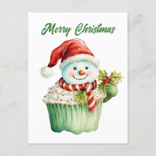 Cartes Pour Fêtes Annuelles Aquarelle cupcake de Noël ajouter du texte
