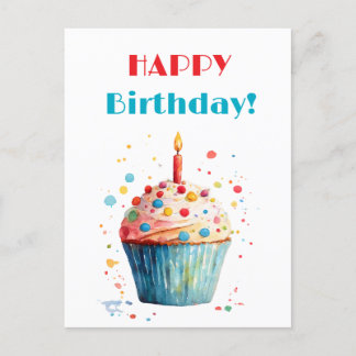 Cartes Pour Fêtes Annuelles Aquarelle Cupcake Joyeux anniversaire