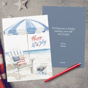 Cartes Pour Fêtes Annuelles Aquarelle Custom Happy 4 juillet Plage Scène