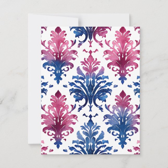 Cartes Pour Fêtes Annuelles Aquarelle Damas (Devant)