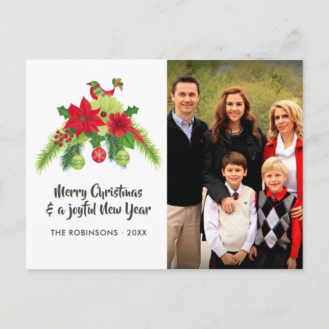Cartes Pour Fêtes Annuelles Aquarelle d'art populaire Floral Christmas Family  (Devant)