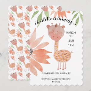Cartes Pour Fêtes Annuelles Aquarelle de bébé Giraffe peinte à la main