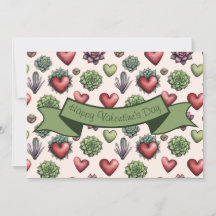 Aquarelle de coeur Succulente Valentines Motif de