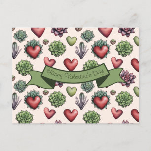 Cartes Pour Fêtes Annuelles Aquarelle de coeur Succulente Valentines Motif de